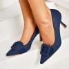 imageCoutgo Womens Closed Pointed Toe Pumps Stiletto High Heels Wedding Party Dress ShoesNavysuede