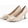 imageCoutgo Womens Closed Pointed Toe Pumps Stiletto High Heels Wedding Party Dress ShoesNudesuede