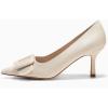 imageCoutgo Womens Closed Pointed Toe Pumps Stiletto High Heels Wedding Party Dress ShoesNudesuede