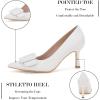imageCoutgo Womens Closed Pointed Toe Pumps Stiletto High Heels Wedding Party Dress ShoesWhiteleather