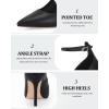 imageCoutgo Womens High Heels Closed Pointed Toe Ankle Strap Stiletto Pumps Dress Office ShoesBlack
