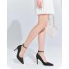 imageCoutgo Womens High Heels Closed Pointed Toe Ankle Strap Stiletto Pumps Dress Office ShoesBlack
