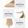 imageCoutgo Womens High Heels Closed Pointed Toe Ankle Strap Stiletto Pumps Dress Office ShoesCoffee