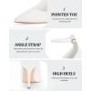 imageCoutgo Womens High Heels Closed Pointed Toe Ankle Strap Stiletto Pumps Dress Office ShoesWhite