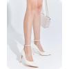 imageCoutgo Womens High Heels Closed Pointed Toe Ankle Strap Stiletto Pumps Dress Office ShoesWhite
