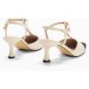 imageCoutgo Womens Kitten Heels Slingback Pumps Closed Pointed Toe Two Tone Ankle T Strap Office Dress ShoesBeige