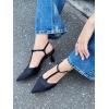 imageCoutgo Womens Kitten Heels Slingback Pumps Closed Pointed Toe Two Tone Ankle T Strap Office Dress ShoesBlack