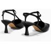 imageCoutgo Womens Kitten Heels Slingback Pumps Closed Pointed Toe Two Tone Ankle T Strap Office Dress ShoesBlack