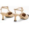 imageCoutgo Womens Kitten Heels Slingback Pumps Closed Pointed Toe Two Tone Ankle T Strap Office Dress ShoesKhaki