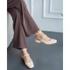 imageCoutgo Womens Mary Jane Chunky Low Heels Closed Square Toe Ankle Strap Pumps Wedding Party Dress ShoesBeige