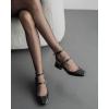 imageCoutgo Womens Mary Jane Chunky Low Heels Closed Square Toe Ankle Strap Pumps Wedding Party Dress ShoesBlack