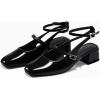 imageCoutgo Womens Mary Jane Chunky Low Heels Closed Square Toe Ankle Strap Pumps Wedding Party Dress ShoesBlack