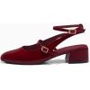 imageCoutgo Womens Mary Jane Chunky Low Heels Closed Square Toe Ankle Strap Pumps Wedding Party Dress ShoesDark Red