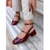 imageCoutgo Womens Mary Jane Chunky Low Heels Closed Square Toe Ankle Strap Pumps Wedding Party Dress ShoesDark Red