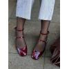 imageCoutgo Womens Mary Jane Chunky Low Heels Closed Square Toe Ankle Strap Pumps Wedding Party Dress ShoesDark Red
