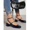 imageCoutgo Womens Mary Jane Chunky Low Heels Closed Square Toe Ankle Strap Pumps Wedding Party Dress ShoesNavy