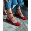 imageCoutgo Womens Mary Jane Chunky Low Heels Closed Square Toe Ankle Strap Pumps Wedding Party Dress ShoesRed