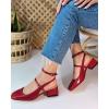 imageCoutgo Womens Mary Jane Chunky Low Heels Closed Square Toe Ankle Strap Pumps Wedding Party Dress ShoesRed