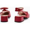 imageCoutgo Womens Mary Jane Chunky Low Heels Closed Square Toe Ankle Strap Pumps Wedding Party Dress ShoesRed