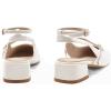 imageCoutgo Womens Mary Jane Chunky Low Heels Closed Square Toe Ankle Strap Pumps Wedding Party Dress ShoesWhite