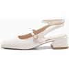 imageCoutgo Womens Mary Jane Chunky Low Heels Closed Square Toe Ankle Strap Pumps Wedding Party Dress ShoesWhite