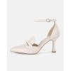 imageCoutgo Womens Pointed Toe Stiletto Heels Ankle Strap Pumps Party Wedding Dress ShoesBeige