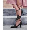 imageCoutgo Womens Pointed Toe Stiletto Heels Ankle Strap Pumps Party Wedding Dress ShoesBlack