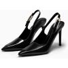 imageCoutgo Womens Slingback High Heels Pointed Toe Stilettos Metal Buckle Dress Party Pump ShoesBlack