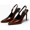 imageCoutgo Womens Slingback High Heels Pointed Toe Stilettos Metal Buckle Dress Party Pump ShoesBrown