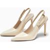 imageCoutgo Womens Slingback High Heels Pointed Toe Stilettos Metal Buckle Dress Party Pump ShoesCreamy White