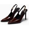 imageCoutgo Womens Slingback High Heels Pointed Toe Stilettos Metal Buckle Dress Party Pump ShoesRedBrown