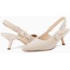 imageCoutgo Womens Slingback Kitten Heels Closed Pointed Toe Bowknot Knitted Slip On Work Pumps Dress ShoesBeige