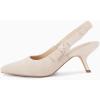 imageCoutgo Womens Slingback Kitten Heels Closed Pointed Toe Bowknot Knitted Slip On Work Pumps Dress ShoesBeige