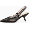 imageCoutgo Womens Slingback Kitten Heels Closed Pointed Toe Bowknot Knitted Slip On Work Pumps Dress ShoesMesh Black