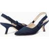imageCoutgo Womens Slingback Kitten Heels Closed Pointed Toe Bowknot Knitted Slip On Work Pumps Dress ShoesNavy