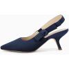 imageCoutgo Womens Slingback Kitten Heels Closed Pointed Toe Bowknot Knitted Slip On Work Pumps Dress ShoesNavy