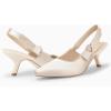 imageCoutgo Womens Slingback Kitten Heels Closed Pointed Toe Bowknot Knitted Slip On Work Pumps Dress ShoesNude Satin