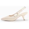 imageCoutgo Womens Slingback Kitten Heels Closed Pointed Toe Bowknot Knitted Slip On Work Pumps Dress ShoesNude Satin