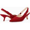 imageCoutgo Womens Slingback Kitten Heels Closed Pointed Toe Bowknot Knitted Slip On Work Pumps Dress ShoesRed