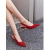 imageCoutgo Womens Slingback Kitten Heels Closed Pointed Toe Bowknot Knitted Slip On Work Pumps Dress ShoesRed