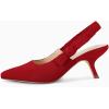 imageCoutgo Womens Slingback Kitten Heels Closed Pointed Toe Bowknot Knitted Slip On Work Pumps Dress ShoesRed