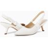 imageCoutgo Womens Slingback Kitten Heels Closed Pointed Toe Bowknot Knitted Slip On Work Pumps Dress ShoesWhite