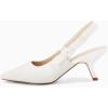 imageCoutgo Womens Slingback Kitten Heels Closed Pointed Toe Bowknot Knitted Slip On Work Pumps Dress ShoesWhite