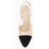 imageCoutgo Womens Slingback Kitten Heels Low Chunky Heel Splicing Toe Office Wedding Dress Pumps ShoesBeige