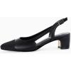 imageCoutgo Womens Slingback Kitten Heels Low Chunky Heel Splicing Toe Office Wedding Dress Pumps ShoesBlack