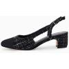 imageCoutgo Womens Slingback Kitten Heels Low Chunky Heel Splicing Toe Office Wedding Dress Pumps ShoesBlack Knit