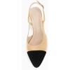 imageCoutgo Womens Slingback Kitten Heels Low Chunky Heel Splicing Toe Office Wedding Dress Pumps ShoesKhaki