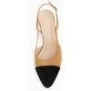 imageCoutgo Womens Slingback Kitten Heels Low Chunky Heel Splicing Toe Office Wedding Dress Pumps ShoesLight Brown