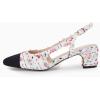 imageCoutgo Womens Slingback Kitten Heels Low Chunky Heel Splicing Toe Office Wedding Dress Pumps ShoesMulti Knit