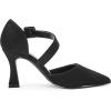 imageWomens One Cross Strap Pumps Pointed Toe Stiletto High Heels Buckle Strap Dress Shoes Cool Black